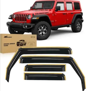 2018-2024 Jeep Wrangler JL/Jeep Gladiator Rain Guards Acrylic 4Pcs