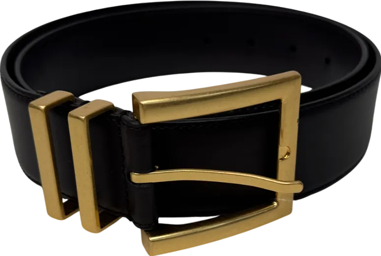 REISS Brown Brompton Leather Square Buckle Belt In Chocolate UK S
