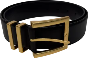 REISS Brown Brompton Leather Square Buckle Belt In Chocolate UK S